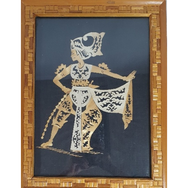 Indonesische bamboelijst met ingelegd Wayangfiguur